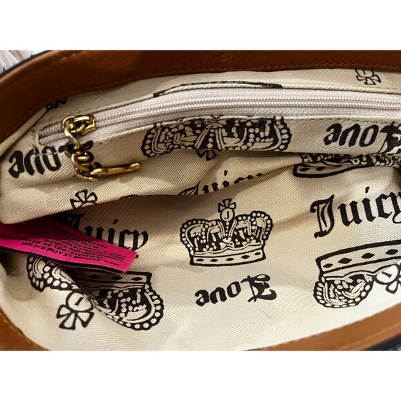Vintage Y2K Tan Juicy Couture Leather Charms Mini Skeleton Key Purse Bag Clutch